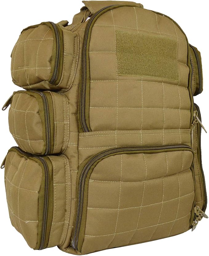 Explorer Tactical Heavy Duty Range Backpack with Adjustable Compartments R4 Coyote Tan
