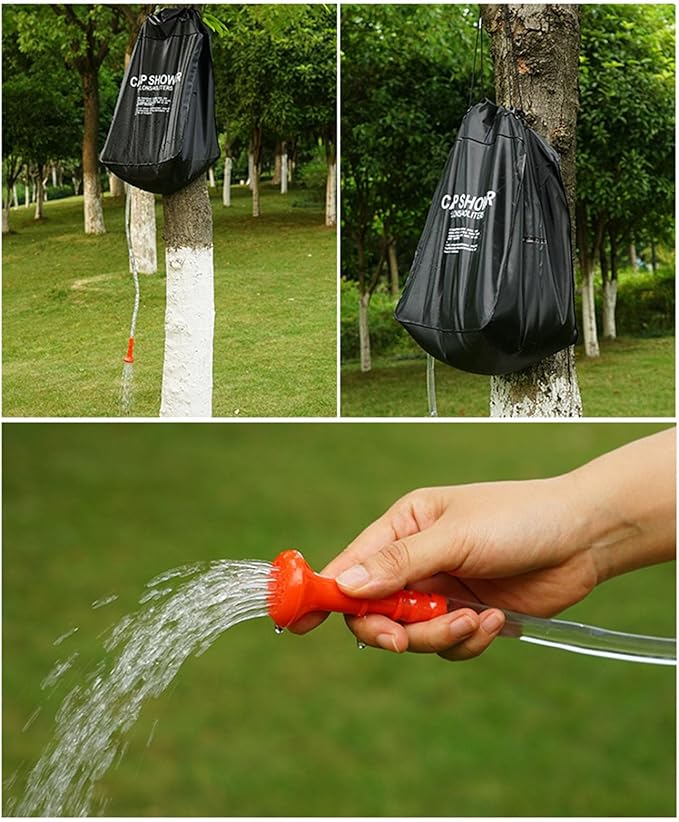 Solar Shower Bag 40L Portable Camping with Thickened PVC Removable Hose - Solar Heated High Capacity Ideal for Outdoor Hiking and Beach