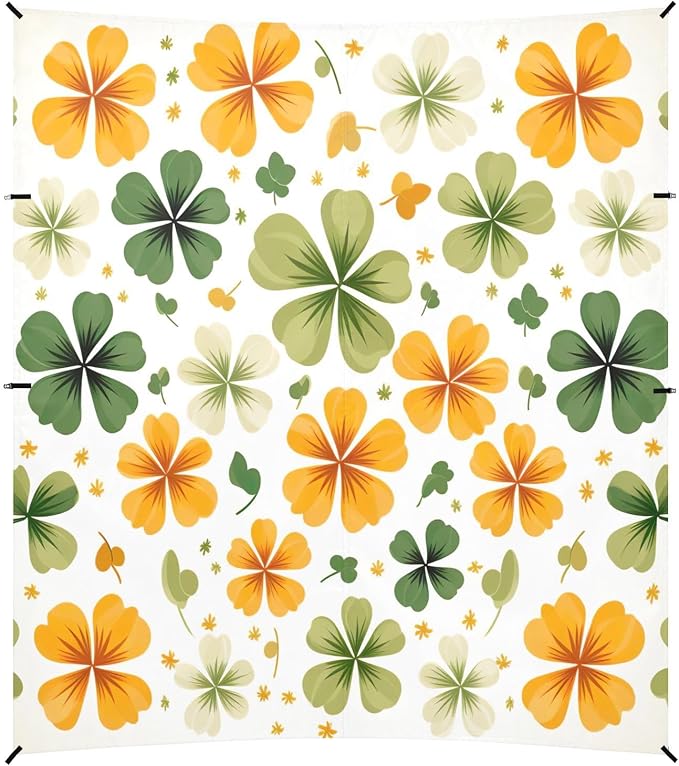 St Patrick's Clovers Green Orange Beach Tent Sun Shelter Set UPF50+ UV Protection 10.5 x 9.19 FT Camping Shade Canopy with Sandbags Sand Anchors Carrying Bag and Others