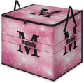Personalized Extra Large Storage Bins with Lid Customized Name Jumbo Storage Basket Rectangle Clothes Organizer for Organizing Kids and Pets Toys Shelf Closet Pink Galaxy with Initial Letter