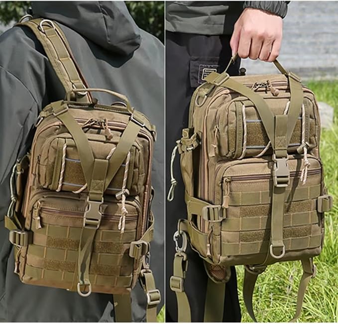 Versatile Tactical Travel Camping Backpack Outdoor Casual Lightweight Shoulders Bag Men Large Capacity Sports Chest Pack(Black)
