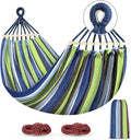 MOSFiATA Hammocks Portable Camping Hammock Upgraded 550lb Comfortable Fabric Hammock with Two Anti Roll Balance Beam and Sturdy Tree Straps for Camping Patio Backyard Outdoor （Light Green）