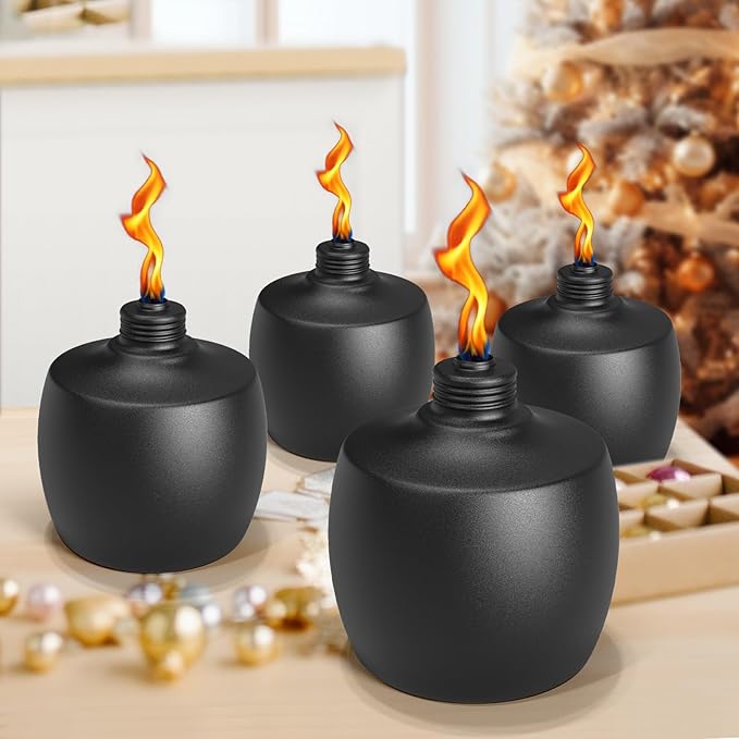 4-Pack Citronella Tabletop Torches 21.5 oz Table Top Torches for Outdoor Metal Oil Burner Candles Garden Torches with Fiberglass Wick for Yard Patio Deck Garden Party Landscape
