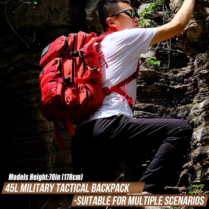 45L Tactical Backpack for Men Women Military Assault Pack with MOLLE Large 3 Day Bug Out Bag for Hiking Camping