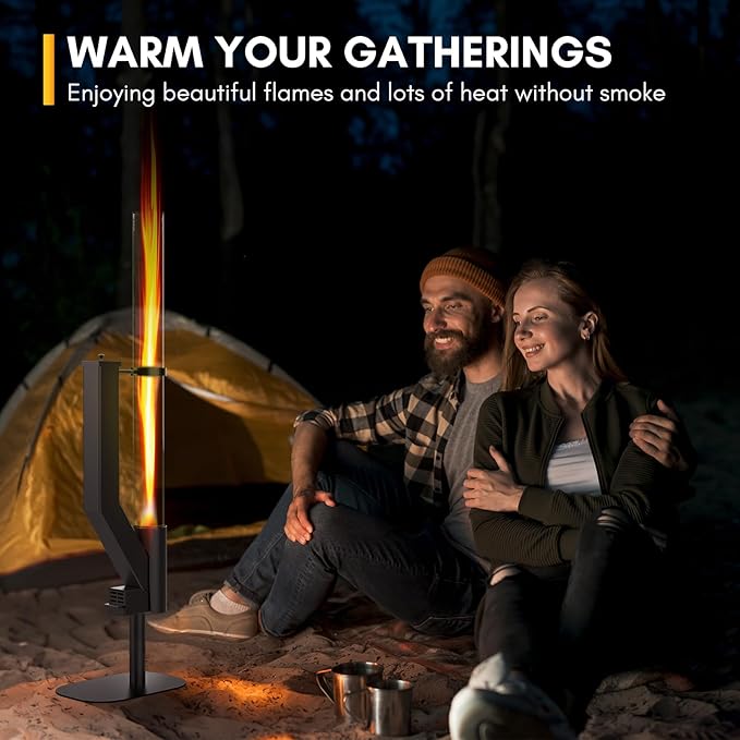 Rayzi 58 Inch Pellet Stove Patio Heater Wood Pellet Heater Pellet Fire Pit for Outdoor - Smokeless Wood Pellet Burning Flame Outside Backyard Bonfire Fireplace for Camping Patio Garden Picnic
