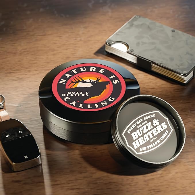 Buzz &amp Heaters Metal Container for Zyn | Holder | Can | Pouch | Hunting Accessories | Nature is Calling