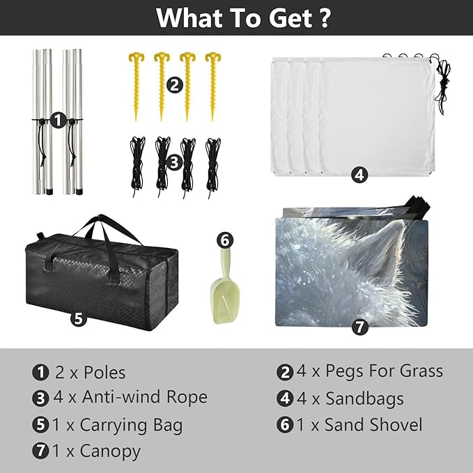 Game Anime Winter Playroom Wolf Beach Canopy UPF50 Lightweight Large Portable Sun Shelter with Carrying Bag for Camping Picnics Backyard &amp Fishing