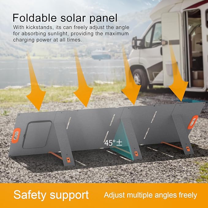 EYONGPV 300W Portable Solar Panel 26% HPBC Cells Foldable Solar Charger 15ft (4.5m) Cable 30A Anderson Output IP65 Waterproof for RV Camping for EcoFlow Anker Jackery Bluetti Power Station