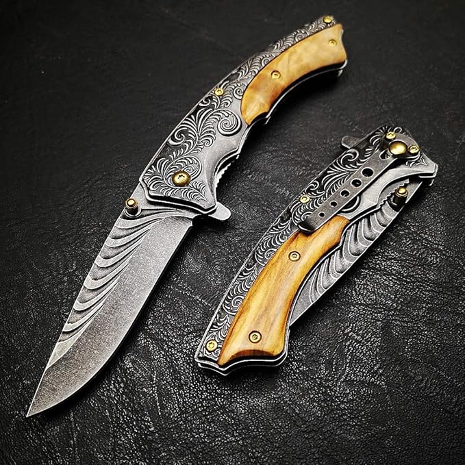 Engraved Pocket Knife Upgraded Multitool with Safety Locking Blade