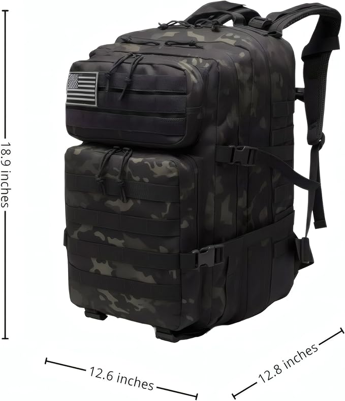 Military Tactical Backpack for Men and Women Molle 45L Large Army 3 Days Assault Pack Bug Out Bag Water Resistant and Heavy Duty Hiking Camping Treeking Rucksack -Black CP