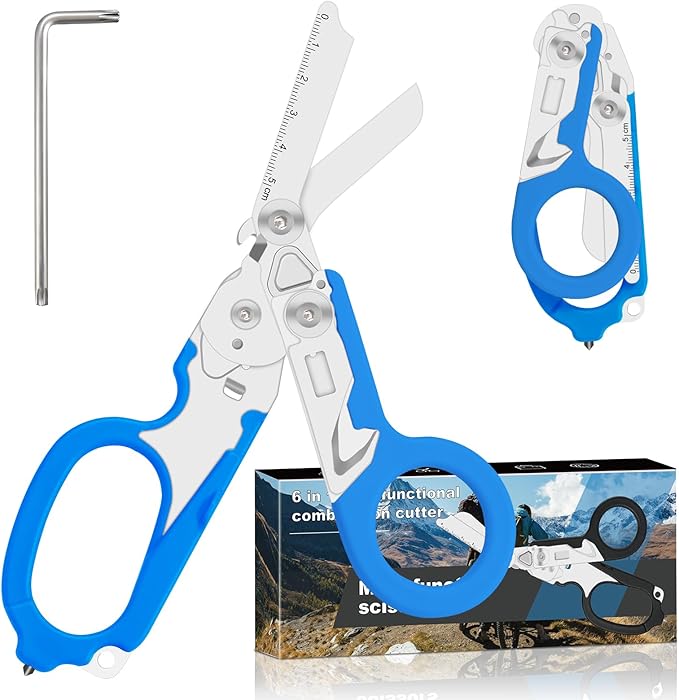 6in1 trauma shears - emergency responders outdoor emergencies scissor medical staff and outdoor camping scissors ttrauma scissors(blue)