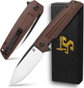 Sitivien ST152 Folding KnifeK110(D2) Steel Blade with Micarta Handle EDC Tool Knife for Outdoor CampingHikingFishing(Brown)