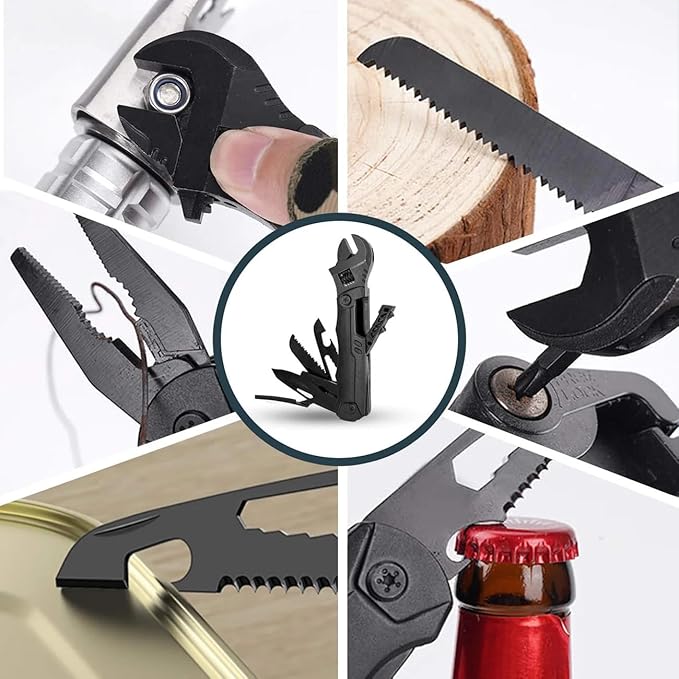 Hanboost Multi-Functional Wrench Set 12-in-1 &amp 19-in-1 EDC Pocket Tool for Outdoor Camping Cycling DIY Repairs – Compact Stainless Steel Multifunction Wrench (19-in-1)