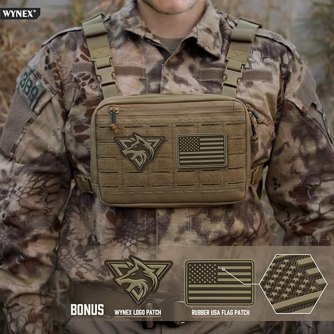 WYNEX Tactical Folding Admin Pouch Molle Tool Bag Utility Organizer EDC Medical Bag Pouches Tactical Chest Rig Bag of Laser Cut Design Molle Chest Bag Chest Pack for Men