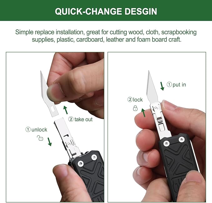 NexTool Pocket Tool E1 Pocket Knife Multi-Tool with Replaceable Folding Utility Knife Dual Head Screwdriver and Scissors Mini Multitool for EDC Carry Engraving Cutting and Repair Small Multitool