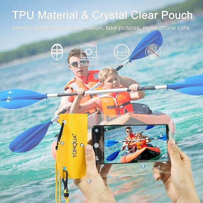 YUMQUA 5L Waterproof Dry Bag Bundle with 2 Pack Large Waterproof Phone Pouches