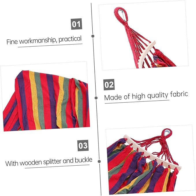 Camping Hammock Stand Tent Portable Outdoor Lounger for Garden Striped Canvas Swing Bed for Adults Boys and Girls