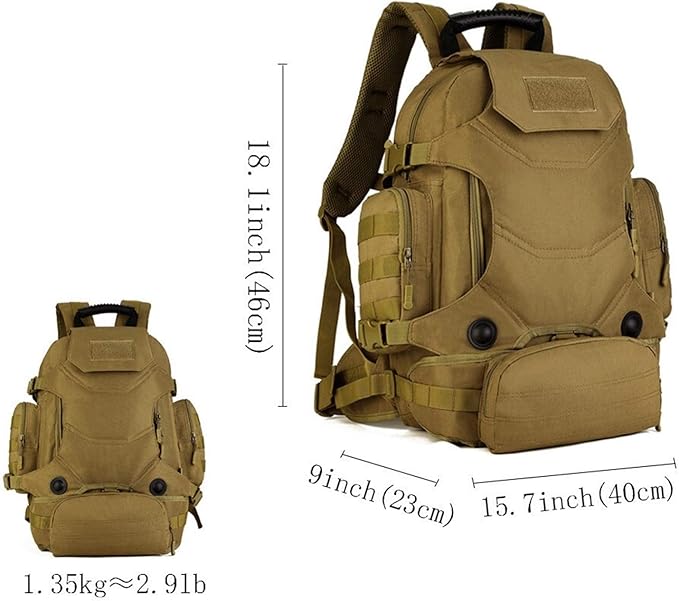 Jungle Leopard 40L Travel Rucksack Tsctical Backpack Army Molle Outdoor Sport Bag Men Camping Hiking Military (Color : S427-40L-BK)