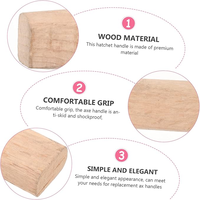 ARTIBETTER 2pcs Broad Wooden Axe Handle Replacement Durable Flat Handle for Chopping and Camping Comfortable Grip Easy Installation Anti-Slip and Shockproof Design
