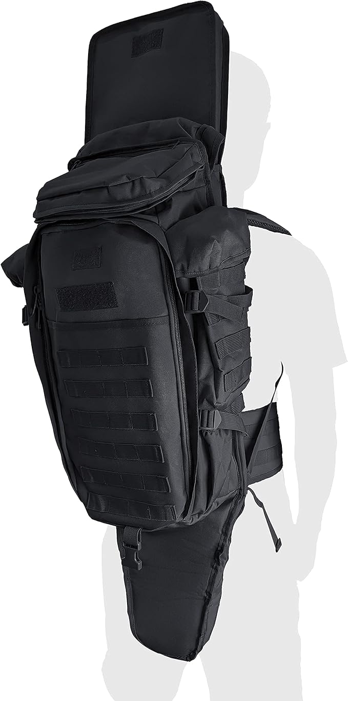 Silfrae Tactical Rifle Backpack Long Rifle Bag Molle Military Backpack for Trekking Hunting Camping