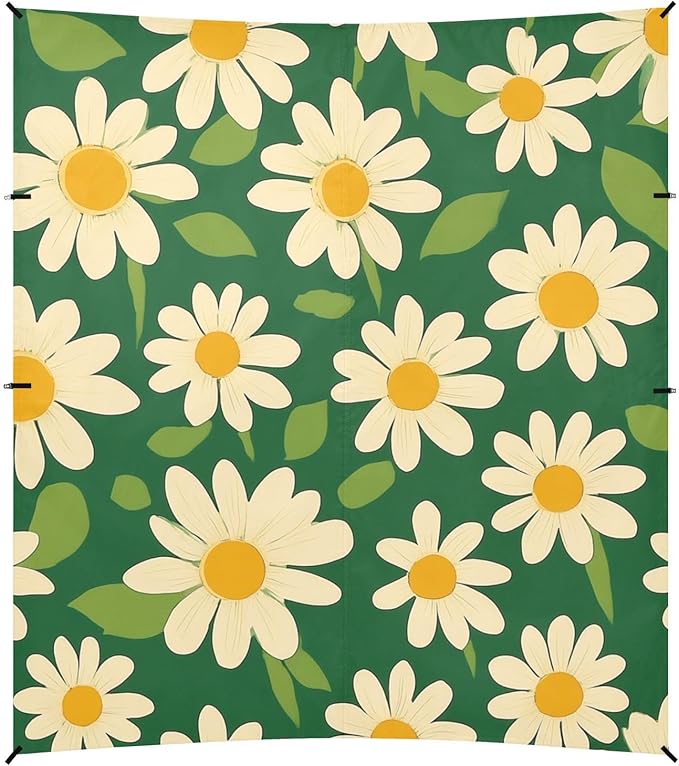 ALAZA 70s Vintage Daisy Floral Beach Tent Sun Shelter Portable Canopy Sunshade for Outdoor Camping Picnics Backyard Fun 10x9 ft