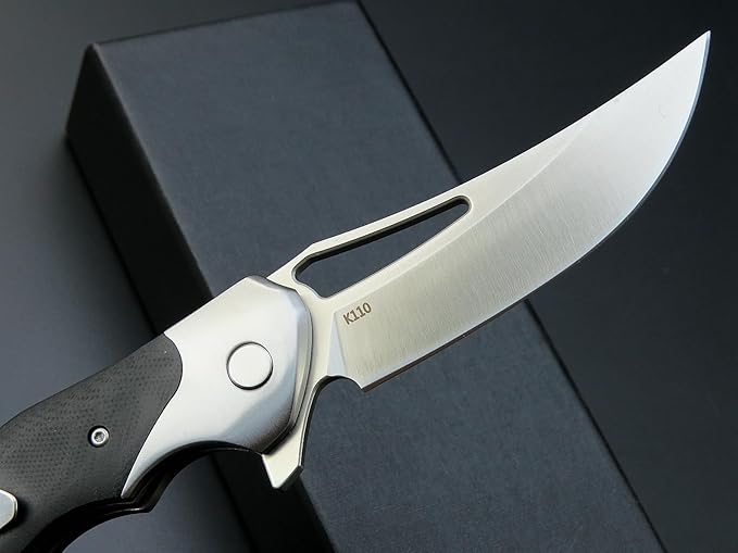 Eafengrow EF7 Folding Knife K110 Steel Blade G10&amp Stainless Steel Handle EDC Tool Knives for Outdoor Working Camping Hiking(black)