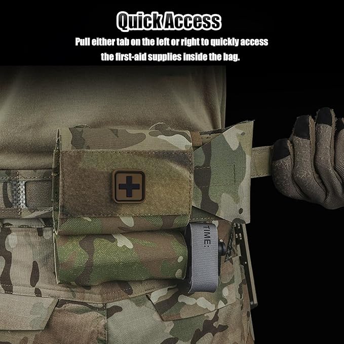 Tactical IFAK Micro Compact MED Pouch MOLLE Rapid Deployment First Aid Bag Small EDC Portable Pack for Hunting Camping
