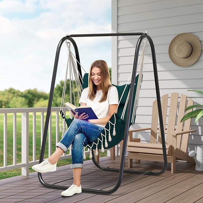 G TALECO GEAR Hammock Chair with StandHeavy-Duty and Rustproof Hanging Chair with StandHammock Swing Chair Standfor Indoor Outdoor Patio Yard Garden Porch (Green)