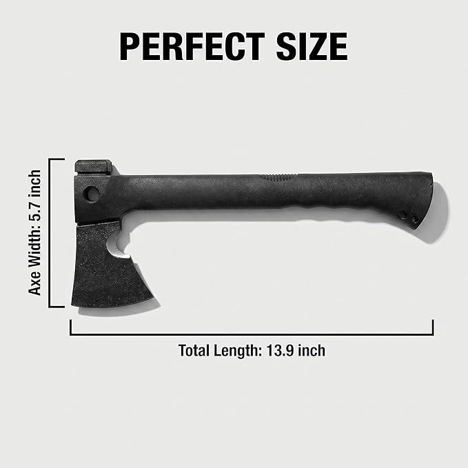 Camping Axe Survival Hatchet 4 in 1 Full Tang Tactical Axe with Durable Steel Head &amp Non-Slip Grip Handle for Camping Survival Landscaping