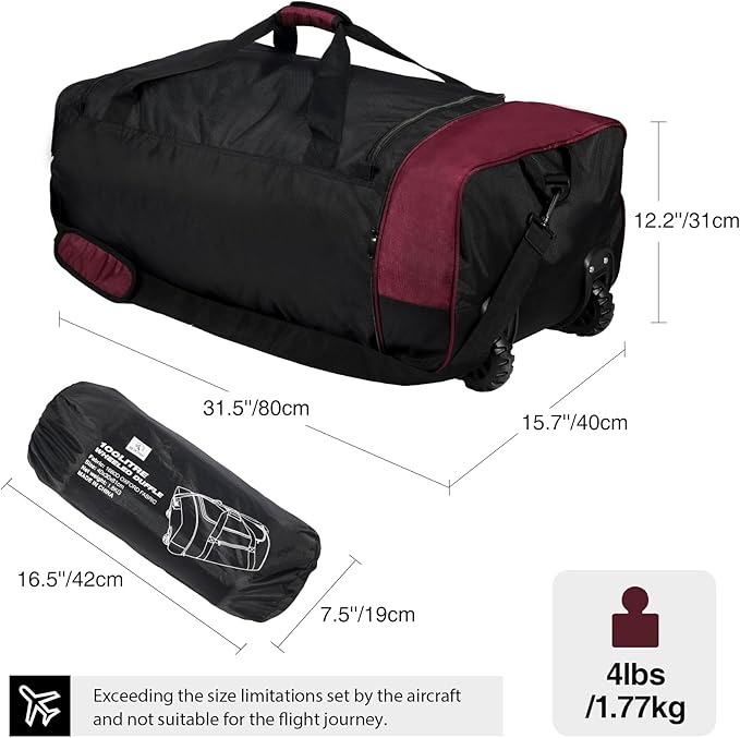 REDCAMP 85L/120L/140L Foldable Duffle Bag with Wheels Large Travel Duffel Bag