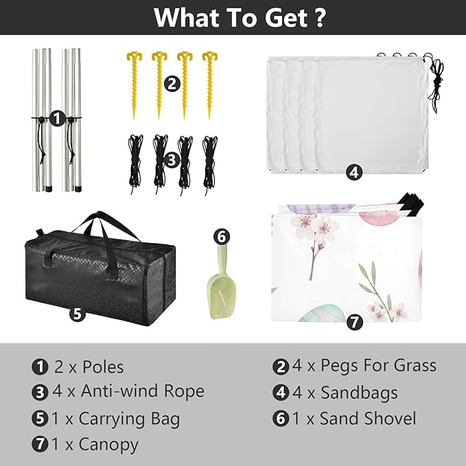 xigua Easter Egg Beach Tent Sun Shelter with Carrying Bag - Silver Coated Oxford Fabric Beach Canopy for Beach Camping Fishing - Includes Windproof Ropes Sandbags &amp Stakes