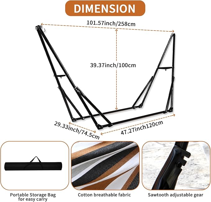 Hammock with Foldable Steel StandFrabic Tension Adjustable IndoorCarrying Bag Included 616 lbs Weight Capacity Portable Suitable for Outside Garden Yard Outdoor Inhouse Cyan