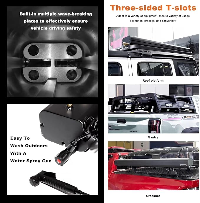 Pressurized Water Tank with Hose Portable Camping Shower for Off-Road Vehicles RV SUV Roof Rack Storage
