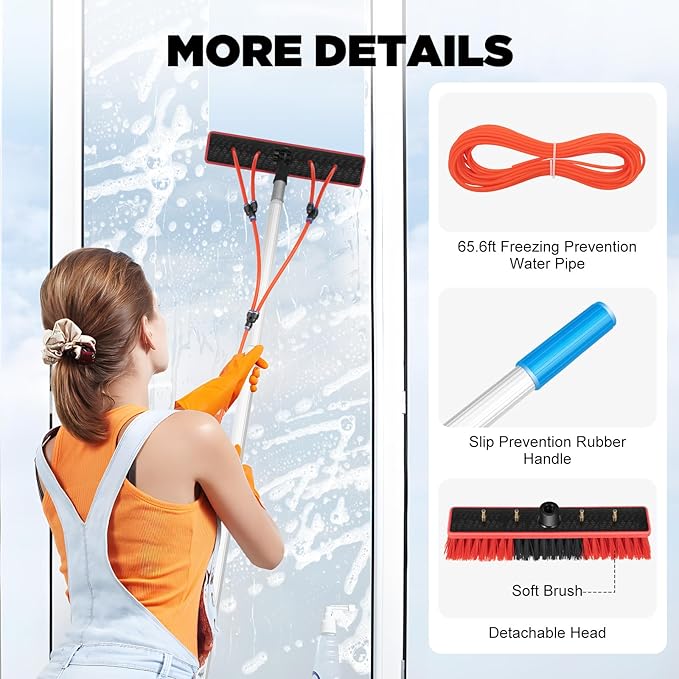 26 Feet Reach Solar Panel Cleaning Brush &amp Pole Water Fed Pole KitSuitable for Solar Photovoltaic Panel Cleanin High Windows Cleaning and Cleaning Cars Trucks Vans Caravans Windows
