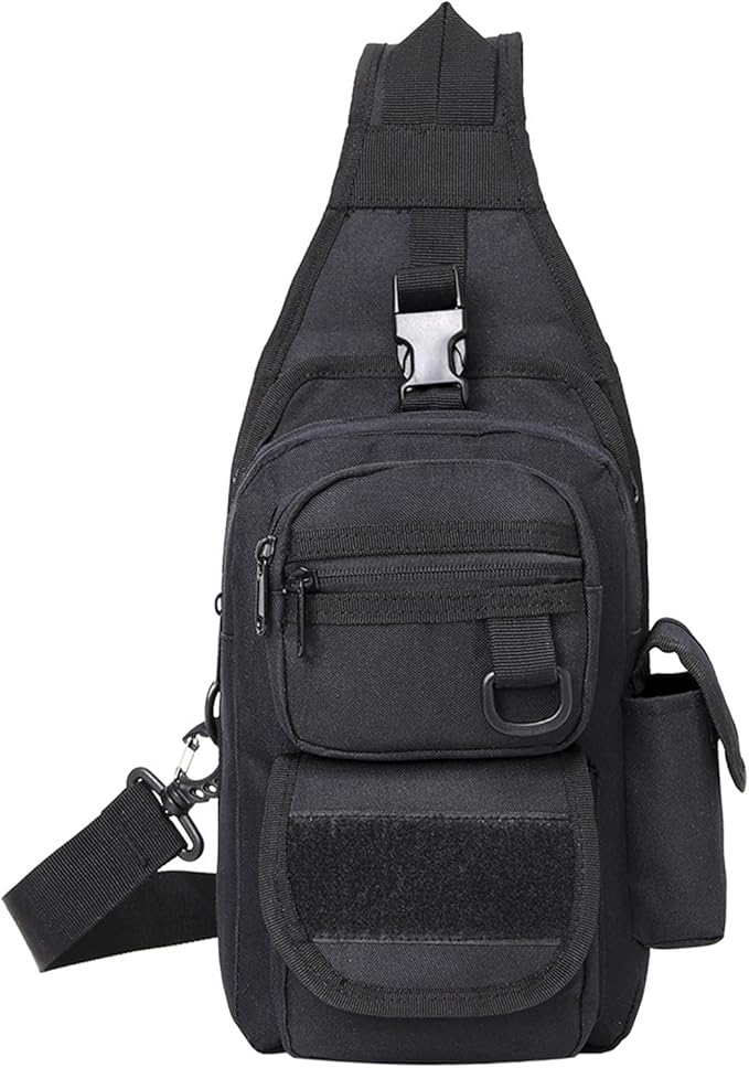 Tactical Chest Pack Military Molle Bag Men's Outdoor Sling Crossbody Bag(Black)