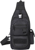 Tactical Chest Pack Military Molle Bag Men's Outdoor Sling Crossbody Bag(Black)