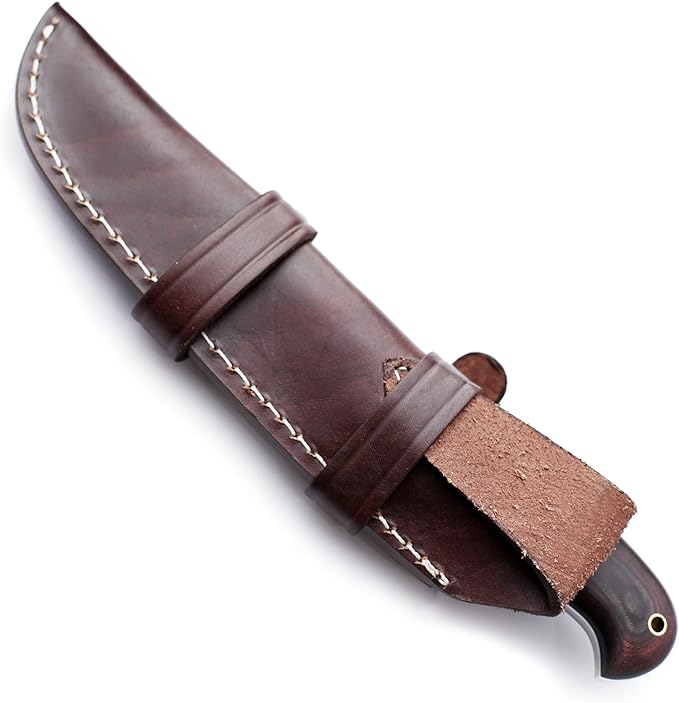 GCS Custom Handmade BROWN MICARTA HANDLE D2 Tool Steel Tactical Hunting Survival Knife Buffalo Hide Sheath GCS174