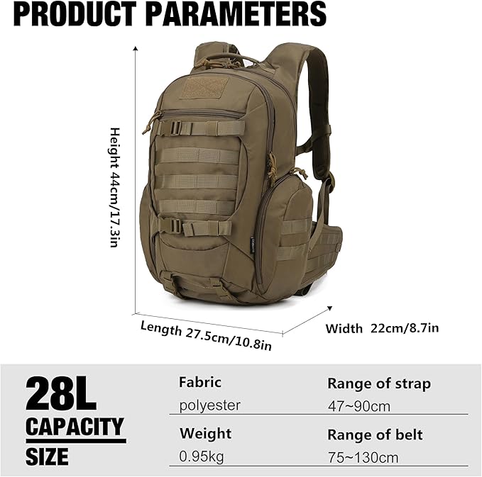 Mardingtop 28L Tactical Backpack for Men with Molle Pouch Tool Utility Pouch Bag