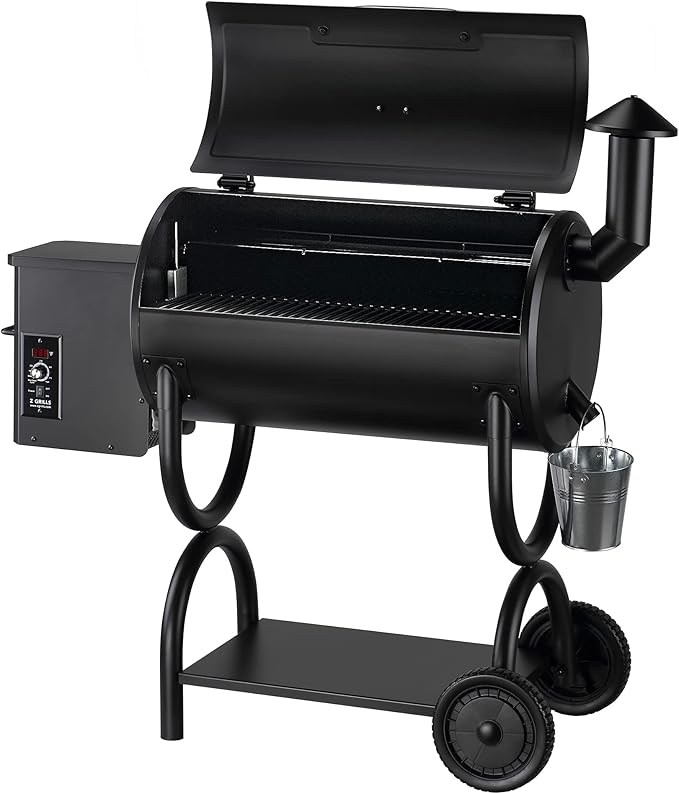 Z GRILLS ZPG-550B Wood Pellet Smoker Grill Auto Temperature Control 553 sq in Cooking Area 8 in 1 Grill for Outdoor BBQ Black