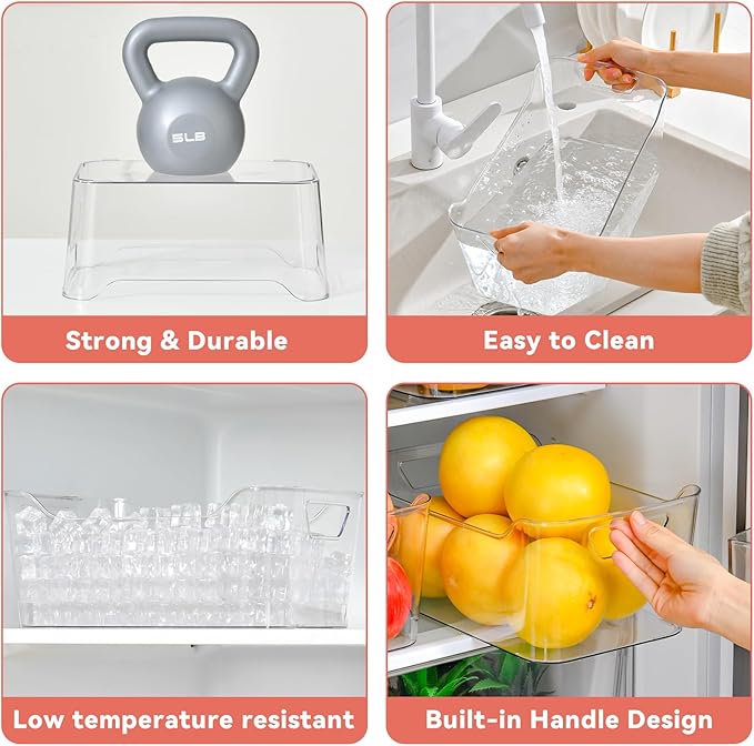 Clear Plastic Storage Bins - 12 Pack Pantry Organizers and Storage Clear Pantry Organizer Bins X-Large Plastic Containers with Handle for KitchenFreezerCabinetClosetBathroom Under Sink