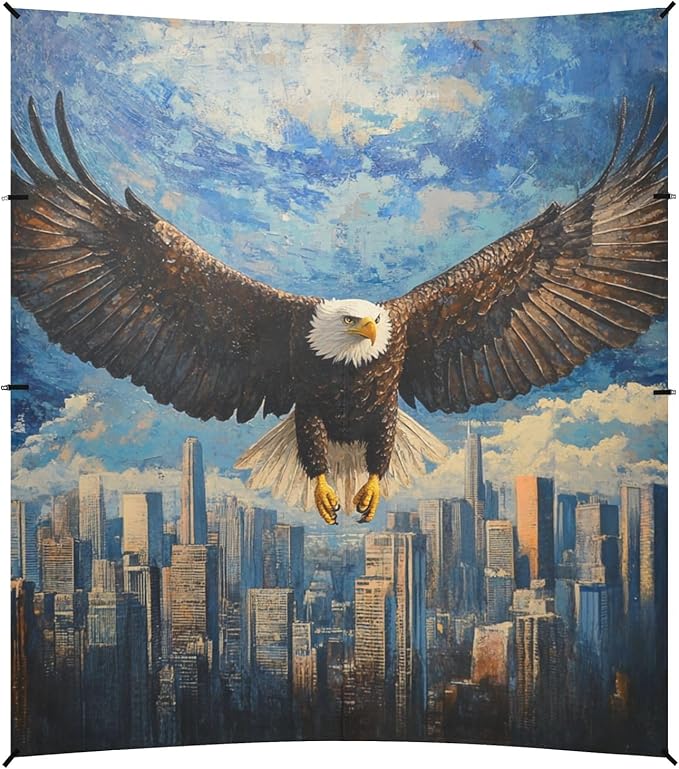 ALAZA Eagles Spread Out Wings Above The Skyline Beach Tent Sun Shelter Portable Canopy Sunshade for Outdoor Camping Picnics Backyard Fun 10x9 ft