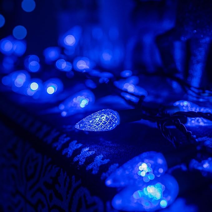 Dazzle Bright C6 Christmas String Lights 200 LED 66 FT Waterproof Connectable String Lights with Timer 8 Modes Christmas Lights for Indoor Outdoor Home Garden Yard Xmas Tree Decoration (Blue)