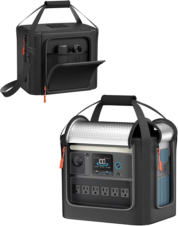 Hautton Carrying Case Compatible with Anker SOLIX C1000 Gen2/C1000/C800/C800X Plus Portable Water Resistant Power Station Storage Bag with Shoulder Strap Handle for Charging Accessories- Black
