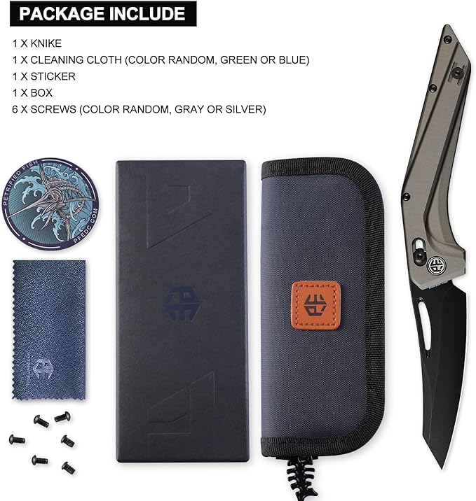 Petrified fish PFP15 Frigate Folding Knife3.82 CPM S35VN Steel Black Stonewashed Blade Aluminium Handle Pocket Knife for Camping Outdoor (Gray Aluminum &amp Black Finished)