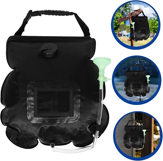 Happyyami Solar Camping Shower Bag Portable Outdoor Shower with Removable Hose for Hiking Beach and Travel Lightweight and Design