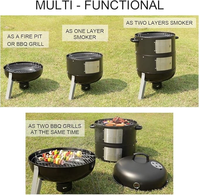 20.5 Inch Vertical Charcoal Smoker and Grill Combo Heavy-Duty BBQ Smokers for Outdoor Cooking Camping