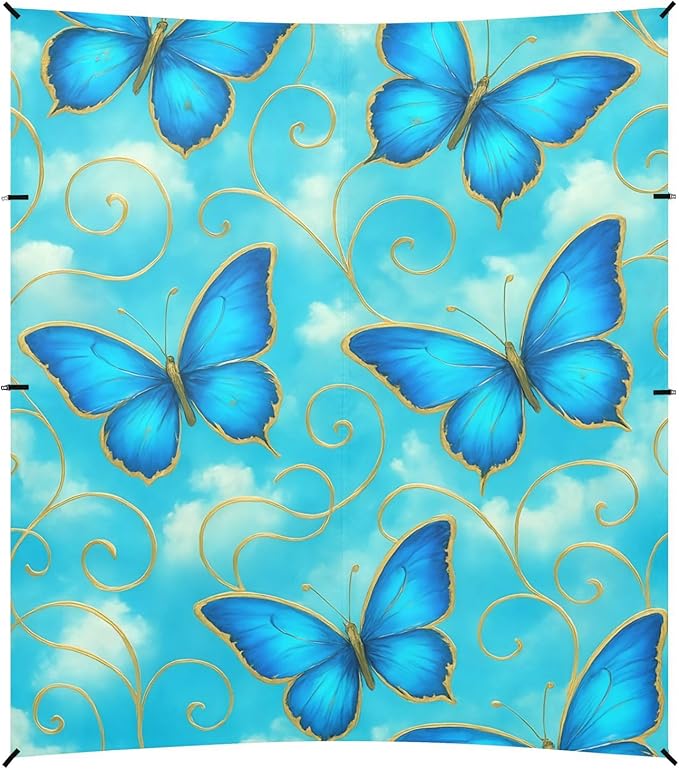 Beach Canopy with Windproof Ropes &amp Sandbags Beach Tent Sun Shade Sun Shelter for Camping Trips Fishing Backyard Fun or Picnics Butterfly