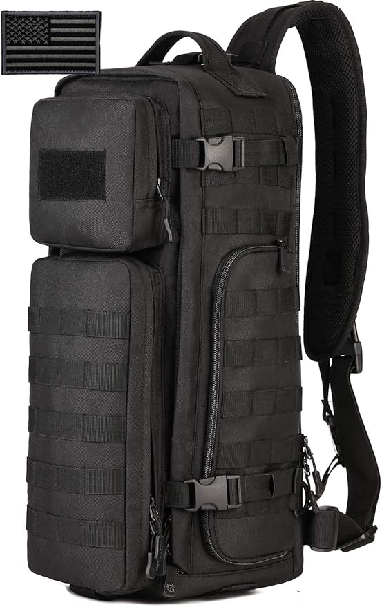 Protector Plus Tactical Sling Bag Military MOLLE Crossbody Pack (Patch Included)