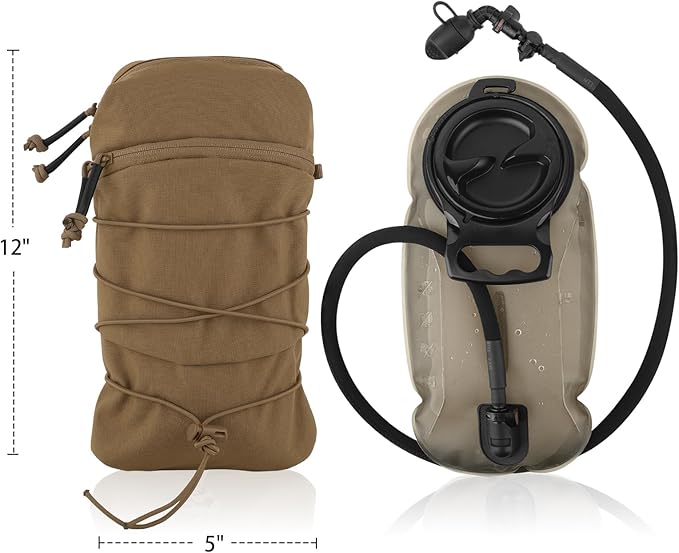 Tactical General Purpose Pocket 12x5 GP Pouch 1.5L Hydration Bag Carrier Backpack Organizer MOLLE + Belt