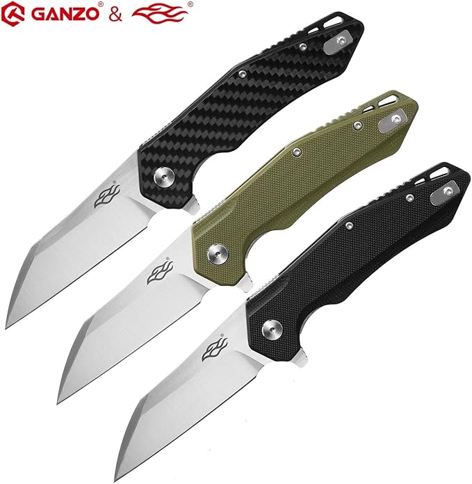 Firebird GANZO FH31 Folding Pocket Knife D2 Steel Wharncliffe Blade Ergonomic G10 Handle with Clip Hunting Fishing Flipper Camping Outdoor EDC Knife
